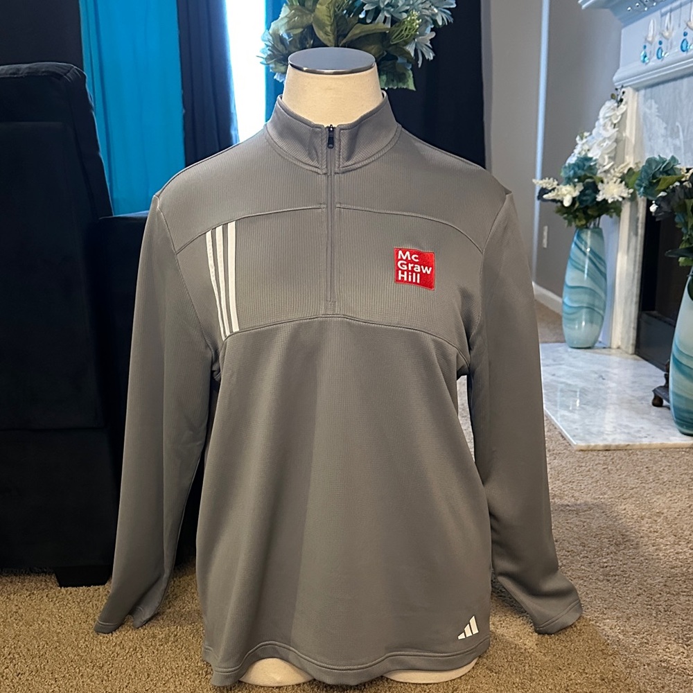 adidas Gray 1/4 Zip Pullover with McGraw Hill Patch - Picture 10 of 13